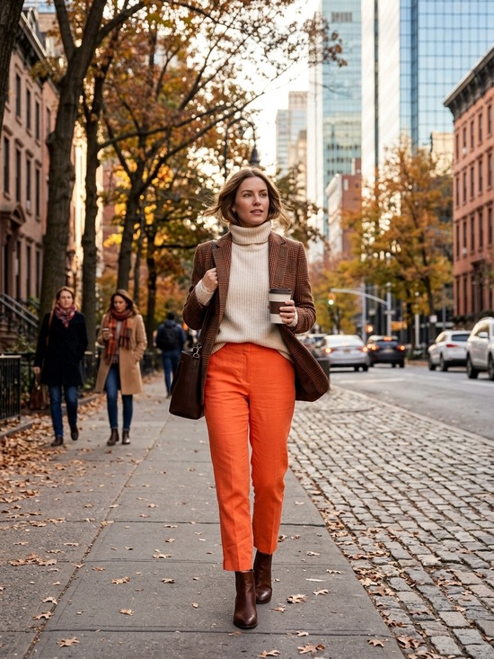 Comptoir Des Cotonniers Pants - Women’s Comptoir Des Cotonniers 100% Linen Fall Orange Cropped Trousers Size M
